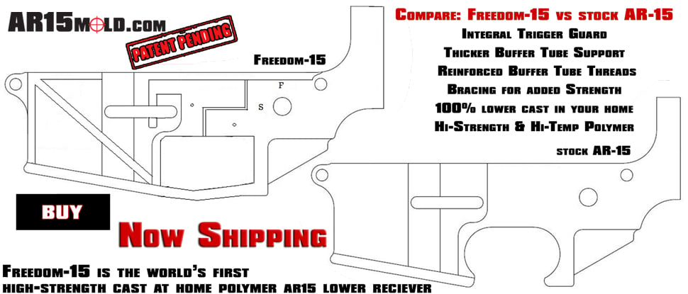 Stock AR-15 compared to Freedom-15 cast lower